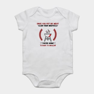 Retro Cooking Meat Grill Barbecue Party Funny sayings Baby Bodysuit